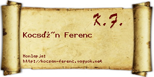 Kocsán Ferenc névjegykártya
